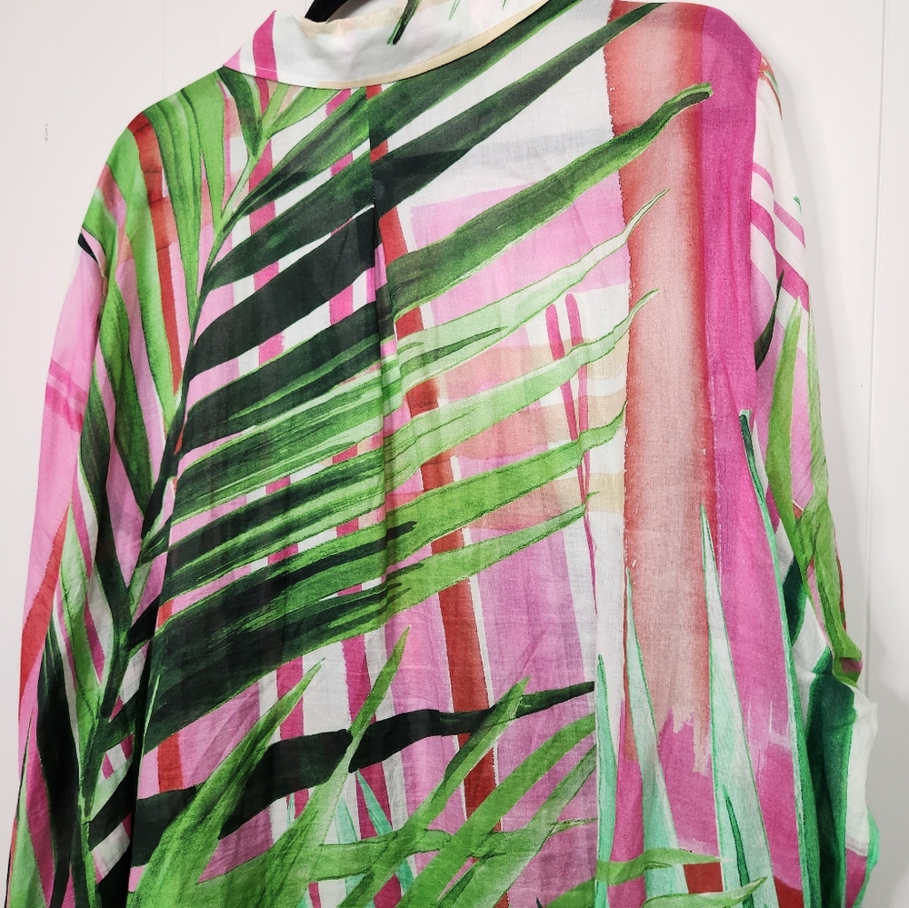 Selection Ulla Popken Tropical Button Down Tunic Blouse Flowy Plus Size 28 30 - Picture 9 of 12
